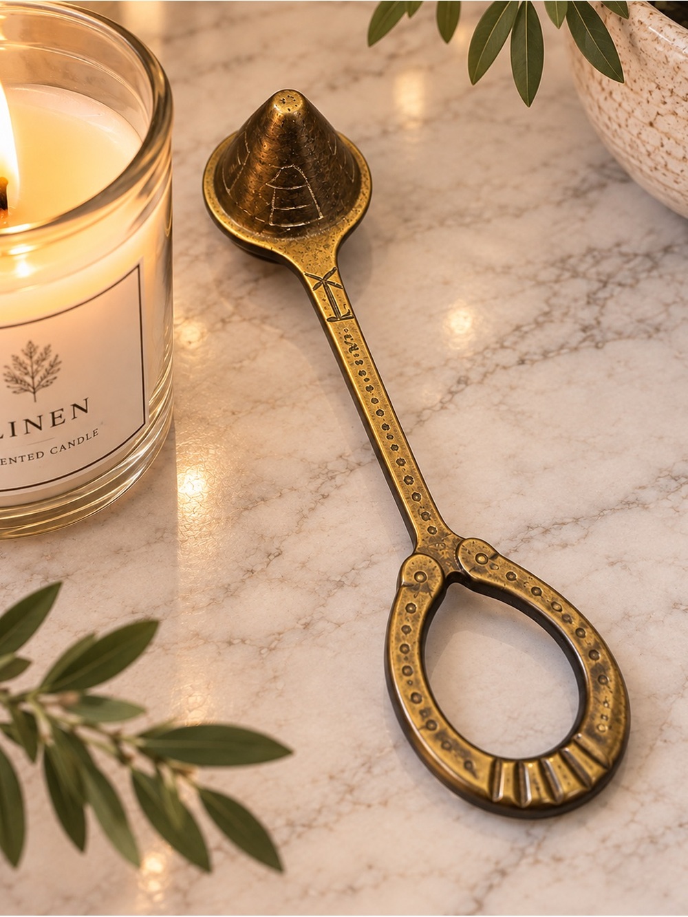 Vintage Brass Candle Snuffer Decor